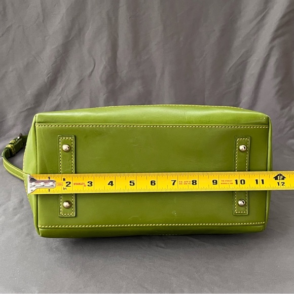 Dooney & Bourke DILLEN "CROCO" Leather Double Pocket Satchel LIME GREEN - Picture 4 of 15